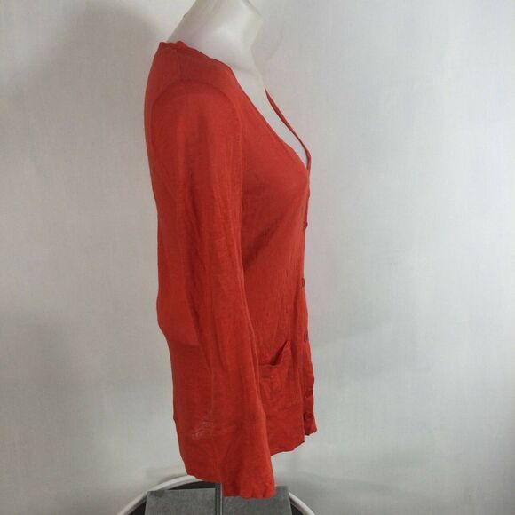 J Crew Whisper Linen Orange Button Down Cardigan Sweater Womens Size XS 81129 - Picture 8 of 9